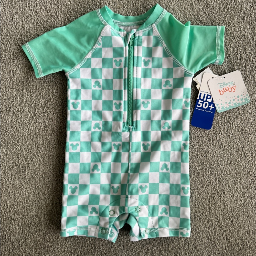 Disney Mint Checkered Kids Onesie